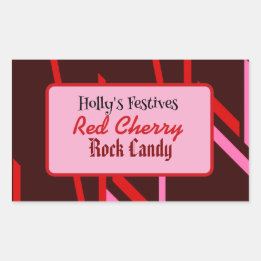 étiquette de bonbon de roche cerise rouge