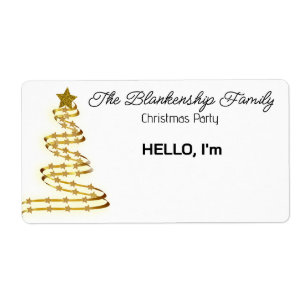 Étiquette de bordure de l'arbre de Noël Gold Ruban