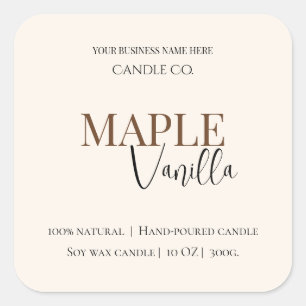 Étiquette de bougie au sirop d'érable et vanille