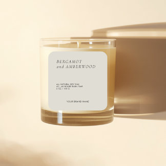 Étiquette de bougie beige minimaliste moderne