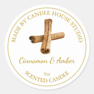 Étiquette de bougie de cannelle maison en or Bla