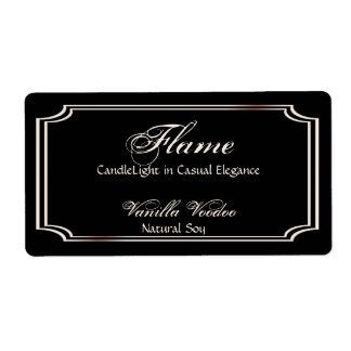Étiquette de bougie de pétoncle noir et ivoire