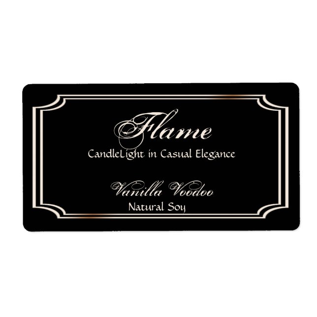Étiquette de bougie de pétoncle noir et ivoire (Devant)