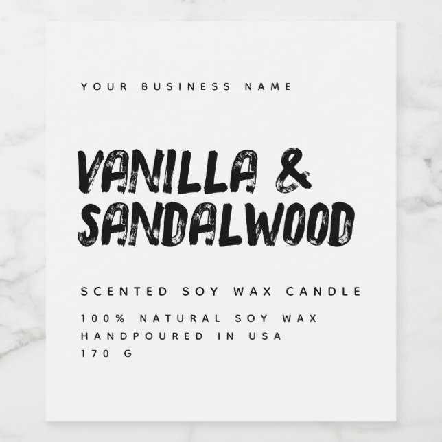 étiquette de bougie de soja blanche à typographie  (Étiquettes simples)