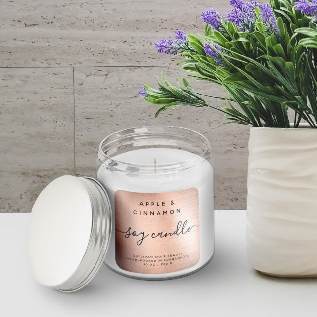 Étiquette de bougie de soja en métal brossé rose (Créateur téléchargé)