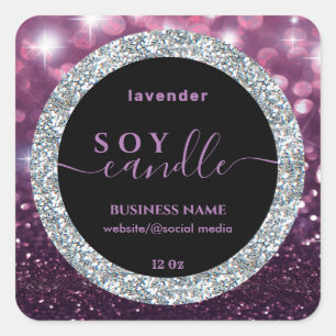 étiquette de bougie de soja en script pailleté mod