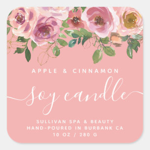 Étiquette de bougie de soja rose