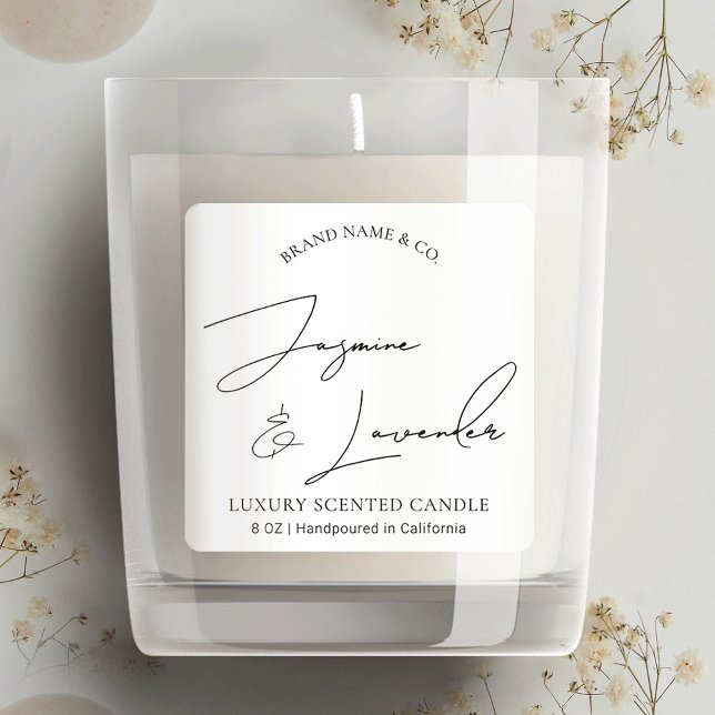 Étiquette de bougie d'emballage noir et blanc mode (You can use this modern product sticker design for candles, diffusers, soaps, wax melts and more!)