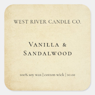 Étiquette de bougie en papier rustique et élégant