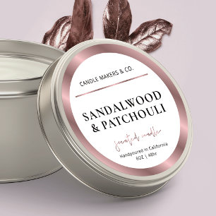 Étiquette de bougie moderne  bronze Rose Gold Pack