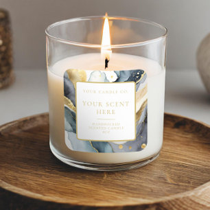 Étiquette de bougie moderne couleur or blanc éléga