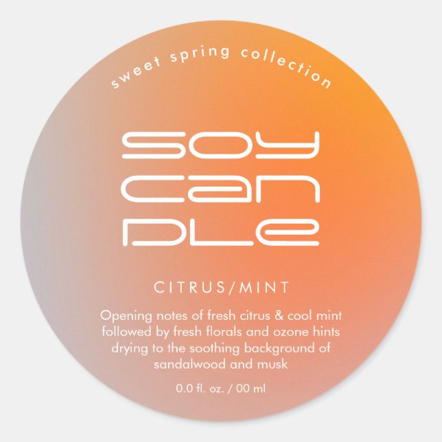 Étiquette de bougie moderne dégradé (Devant)