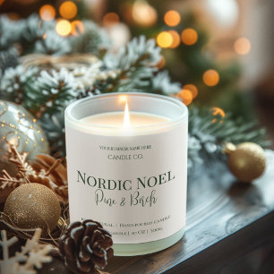 Étiquette de bougie Nordique Noël Pin & Bouleau