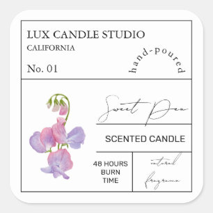 Étiquette de bougie parfumé Apothecary Sweet Pea