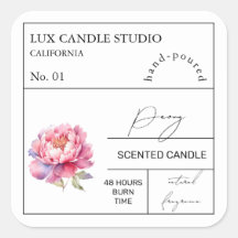 Étiquette de bougie parfumée de Peony Apothecary