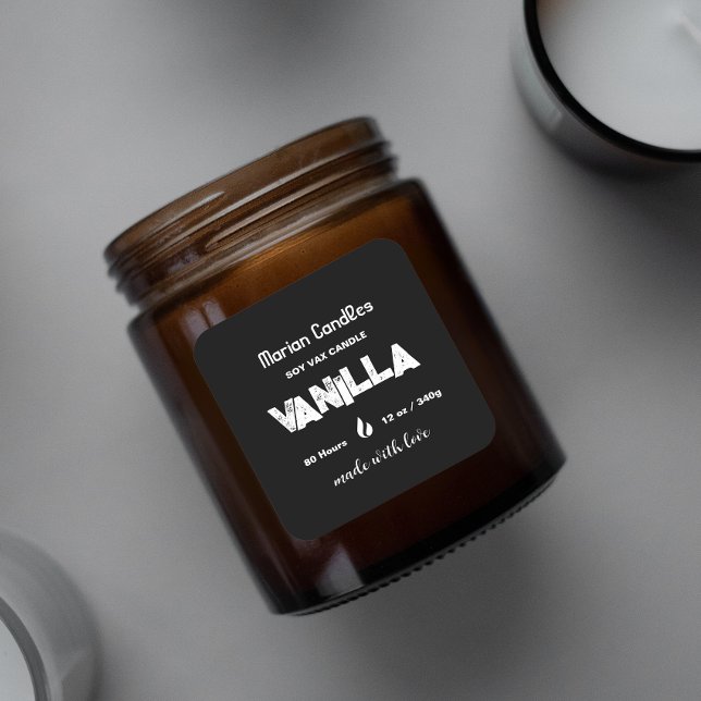 Étiquette de bougie personnalisé noir et blanc (Créateur téléchargé)