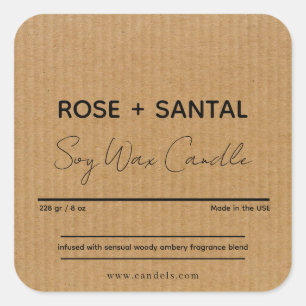 Étiquette de bougie personnalisée Kraft Carré, Per