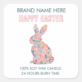 Étiquette de bougie personnalisée Lapin de Pâques
