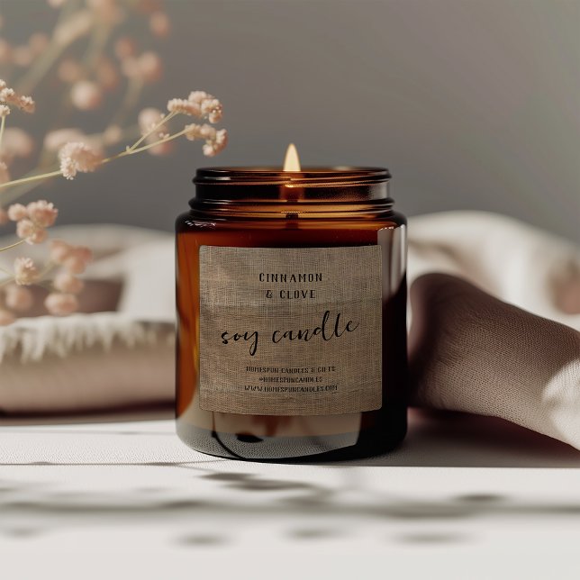 Étiquette de bougie personnalisée Rustique en état (Rustic Distressed Burlap Custom Candle Label)