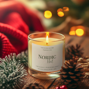 Étiquette de bougie Pin et Bouleau Noël Nordique