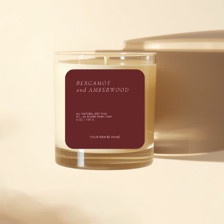 Étiquette de bougie rouge minimaliste moderne
