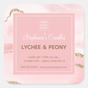 Étiquette de bougies Marbre rose et Parties scin