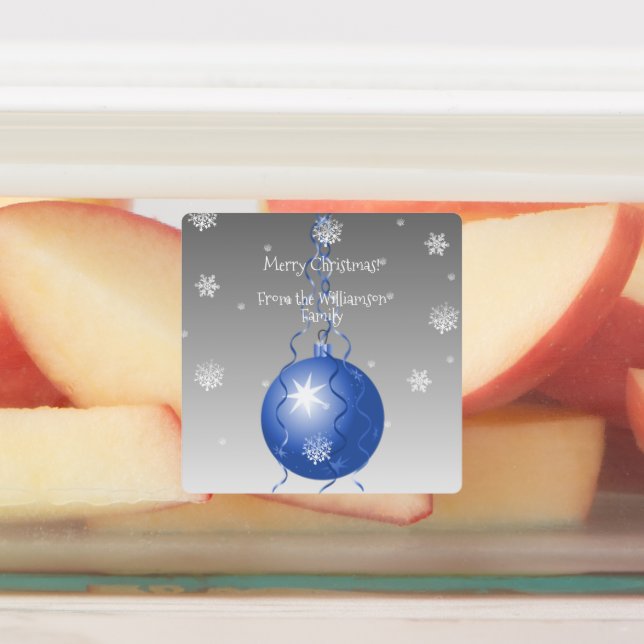 Étiquette de boulangerie de Noël fantaisie bleue (Apposé)