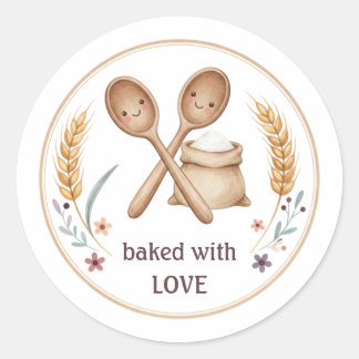 Étiquette de boulangerie Kawaii Baked With Love | 