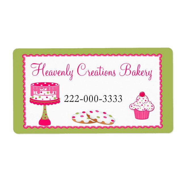 Étiquette de boulangerie rose et verte personnalis (Devant)