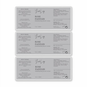 Étiquette de bouteille à goutte cosmétique