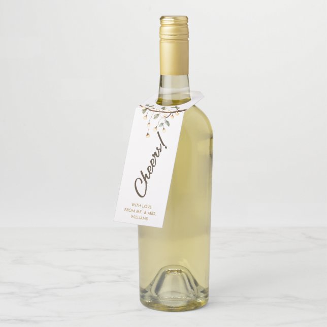 Étiquette de bouteille "Cheers" en écriture manusc (Incliné)