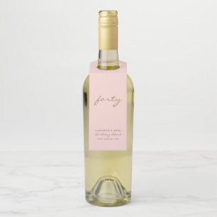 Étiquette de bouteille d'anniversaire rose et or m