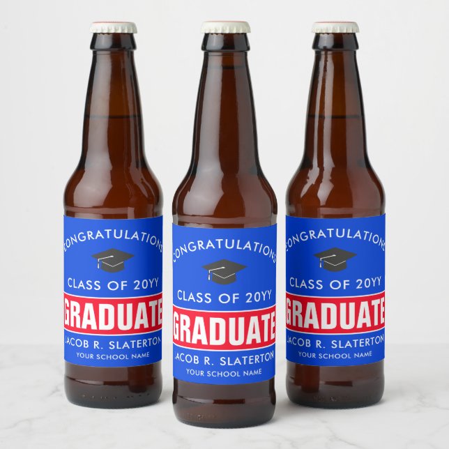 Étiquette de bouteille de bière Red and Blue Custo (Bouteilles)
