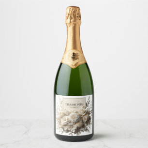 Étiquette de bouteille de champagne de fleurs en p