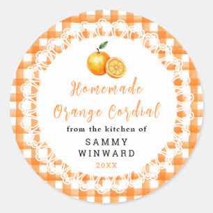 Étiquette de Bouteille de Cordial d'Orange Fait Ma