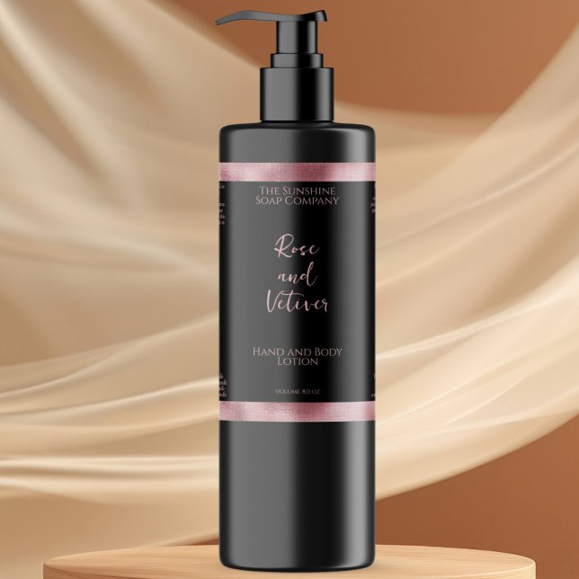 Étiquette de bouteille de cosmétique noir et rose (Créateur téléchargé)