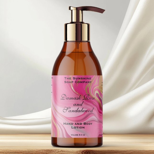 Étiquette de bouteille de cosmétique rose et or (Créateur téléchargé)