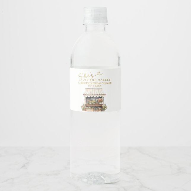 Étiquette de bouteille de douche de mariée She's O (Devant)