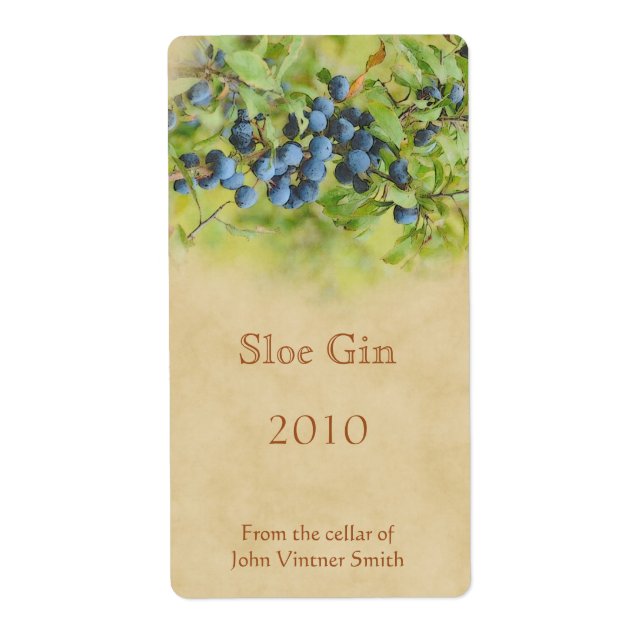 Étiquette de bouteille de gin Sloe (Devant)