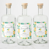 Étiquette de bouteille de liqueur de citrons au li