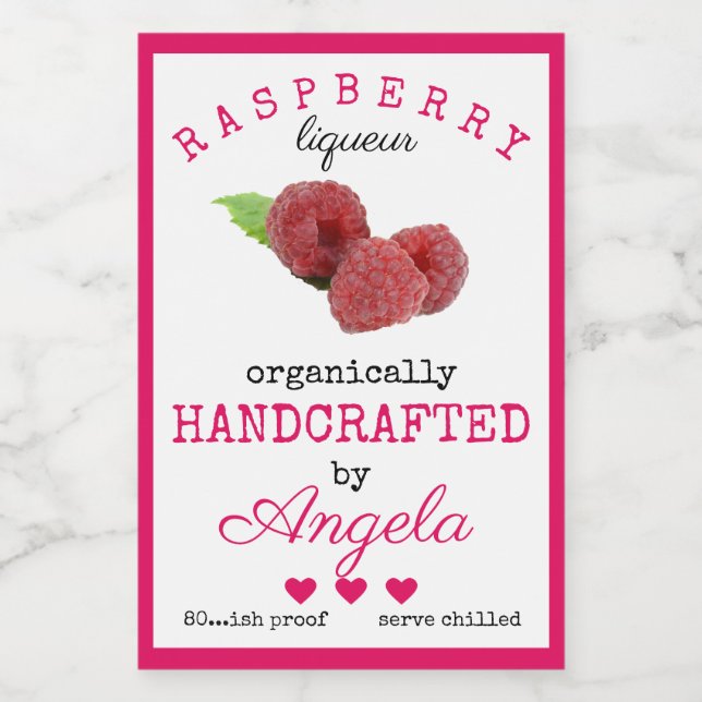Étiquette de bouteille de liqueur de framboise mai (Étiquettes simples)