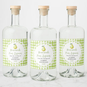 Étiquette de bouteille de liqueur de poire maison