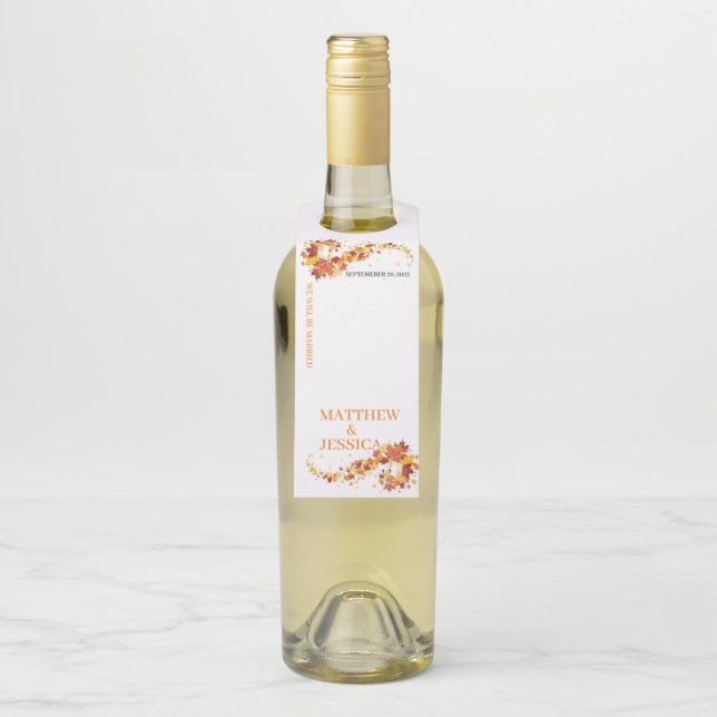 Étiquette de bouteille de mariage de feuillage d'a (Sur bouteille)