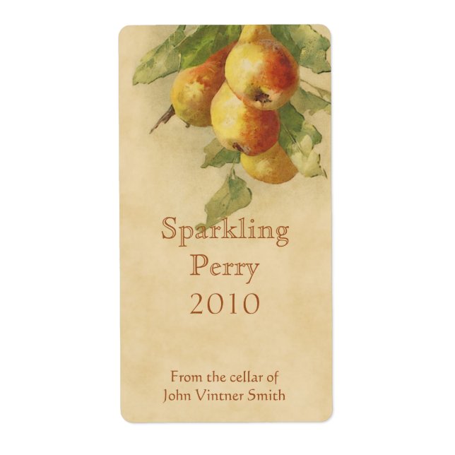 Étiquette de bouteille de poire perry (Devant)