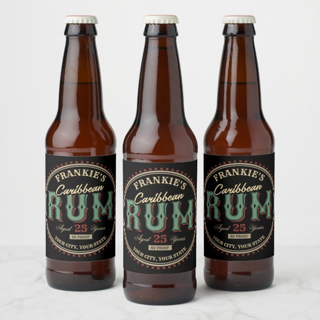 Étiquette de bouteille de rhum des Caraïbes person (Bouteilles)