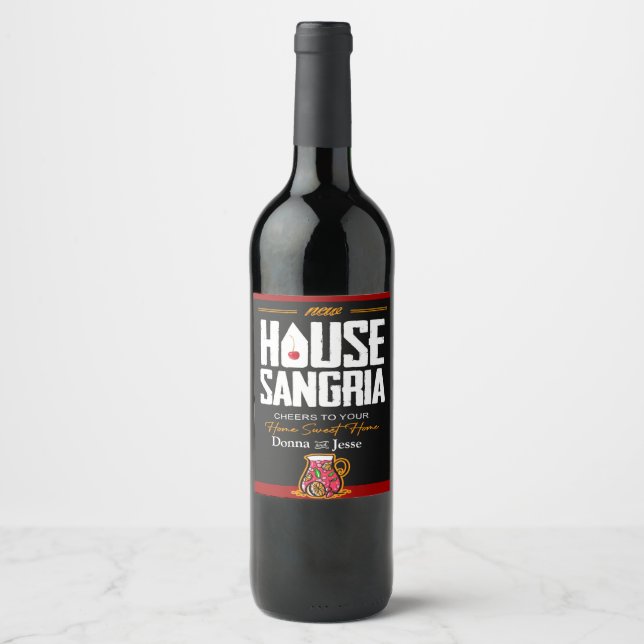 Étiquette de bouteille de sangria à chaud domestiq (Devant)