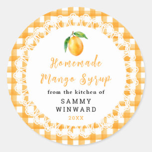 Étiquette de bouteille de sirop de mangue maison