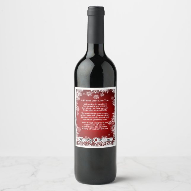 Étiquette de bouteille de vin de Noël - poème d'am (Devant)