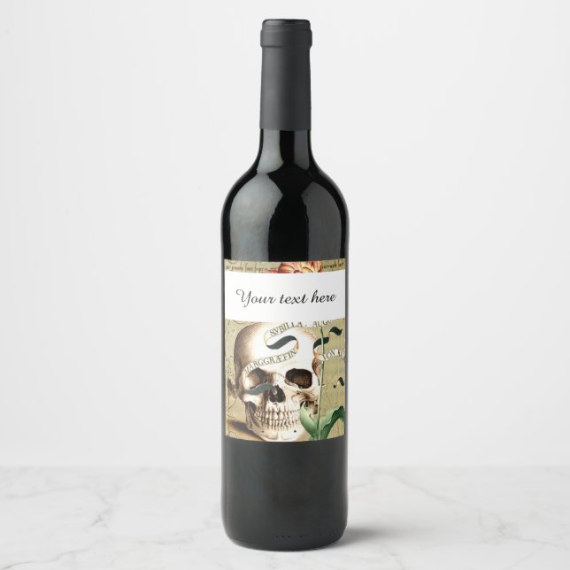 Étiquette de bouteille de vin Halloween Crâne vape (Devant)
