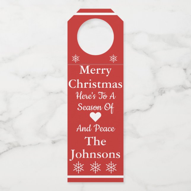 Étiquette de bouteille de vin Joyeux Noël (Devant)